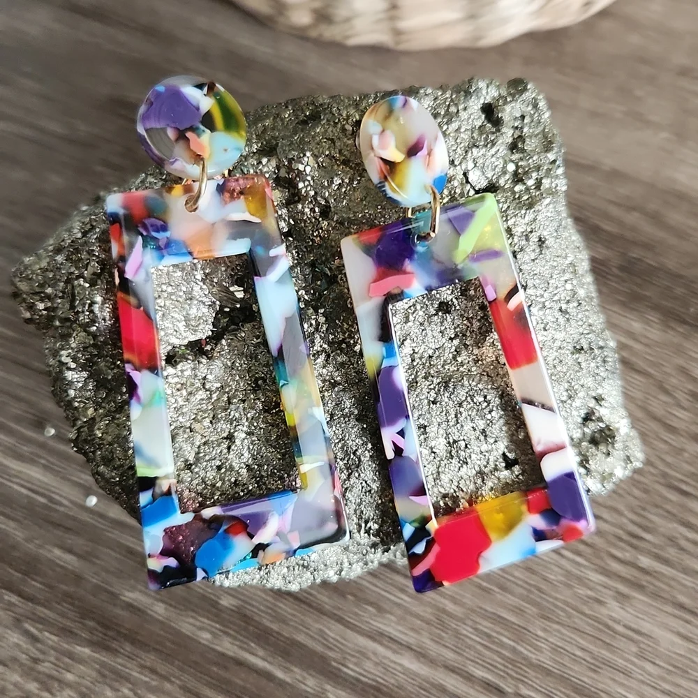 Acrylic Statement Earrings - Picture 3 of 6